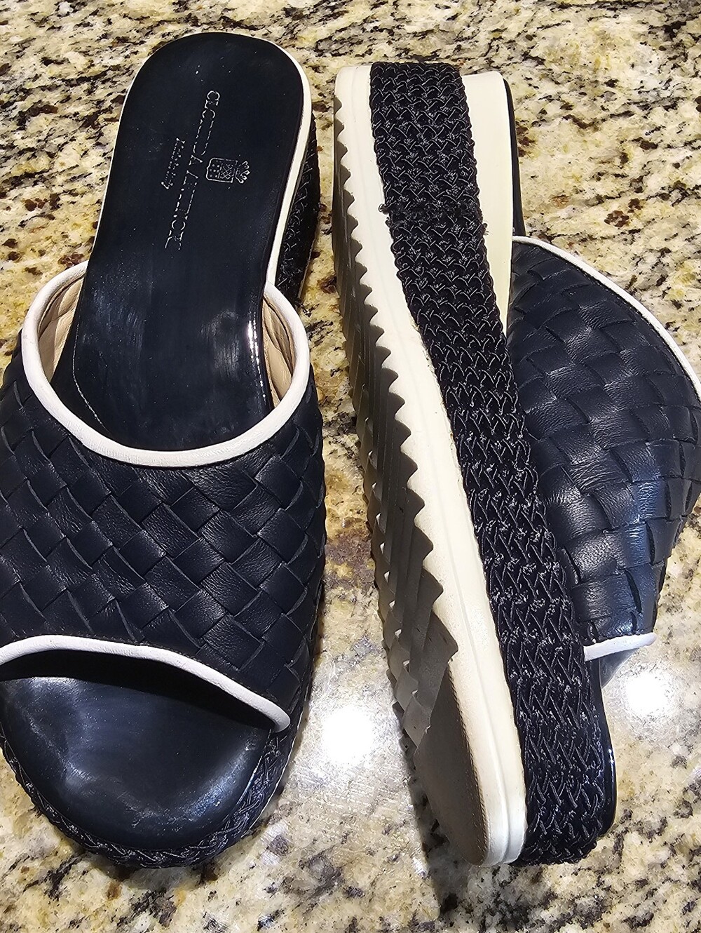 Clorinda Antinori woven leather platform slide sandals signature Italian Design - Picture 14 of 14